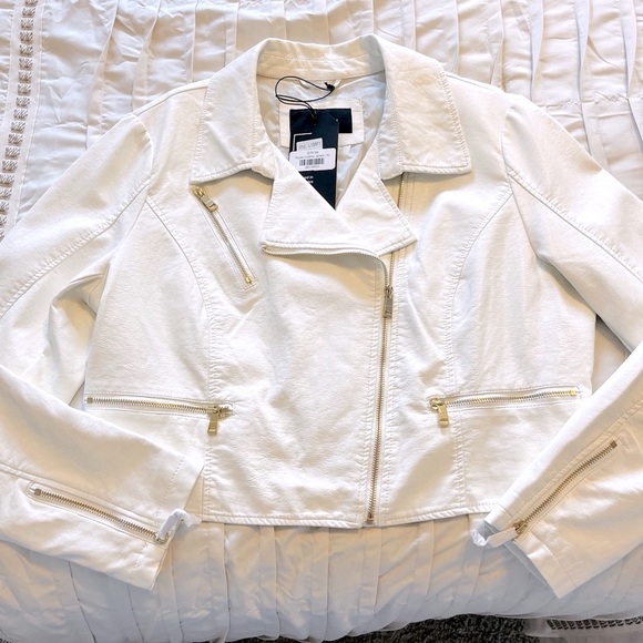 NEW vegan leather Moto jacket in vanilla. Perfect for a spring refresh! - Picture 2 of 8
